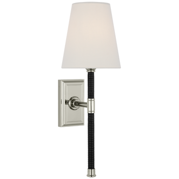 Polished Nickel and Black Rattan