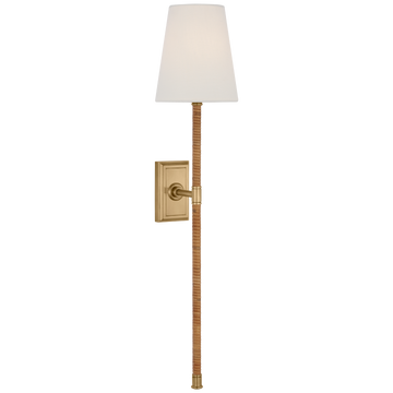 Antique-Burnished Brass and Natural Rattan