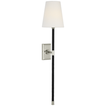 Polished Nickel and Black Rattan