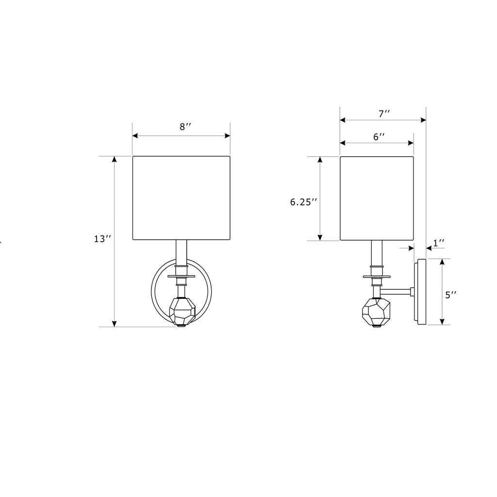 Crystorama Chimes 8'' Sconce - Product Dimensions
