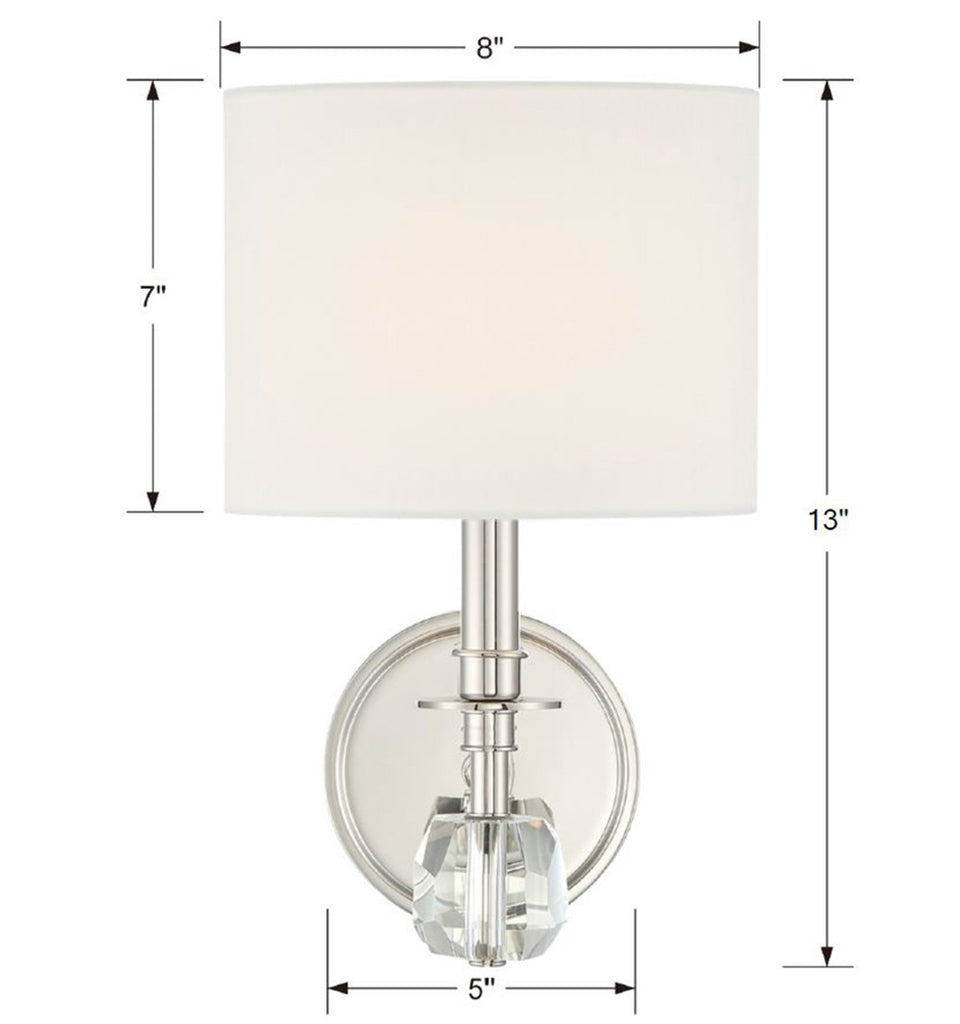 CHI-211-PN Chimes 1 Light Sconce | Dimensions Image