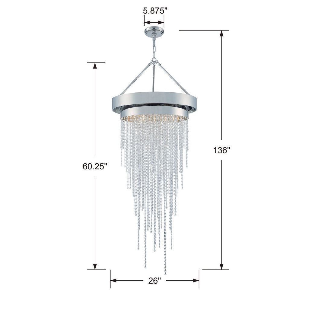 CLA-A3207-PN-CL-MWP Clarksen 6 Light Chandelier | Dimensions Image