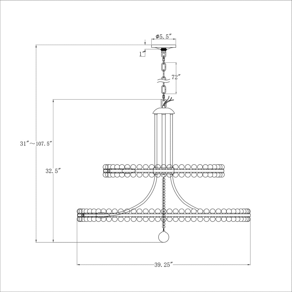 Crystorama Clover 39.25'' Chandelier - Product Dimensions