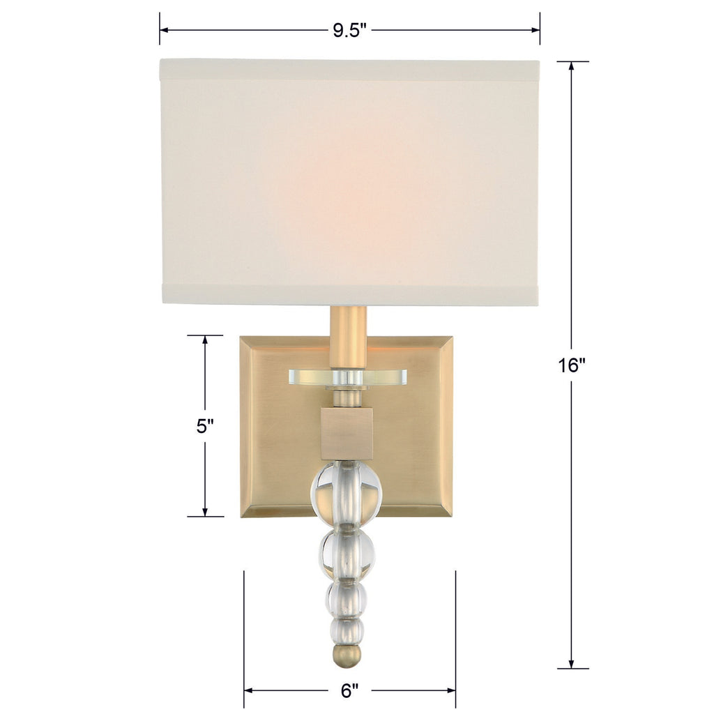 CLO-8892-AG Clover 1 Light Sconce | Dimensions Image