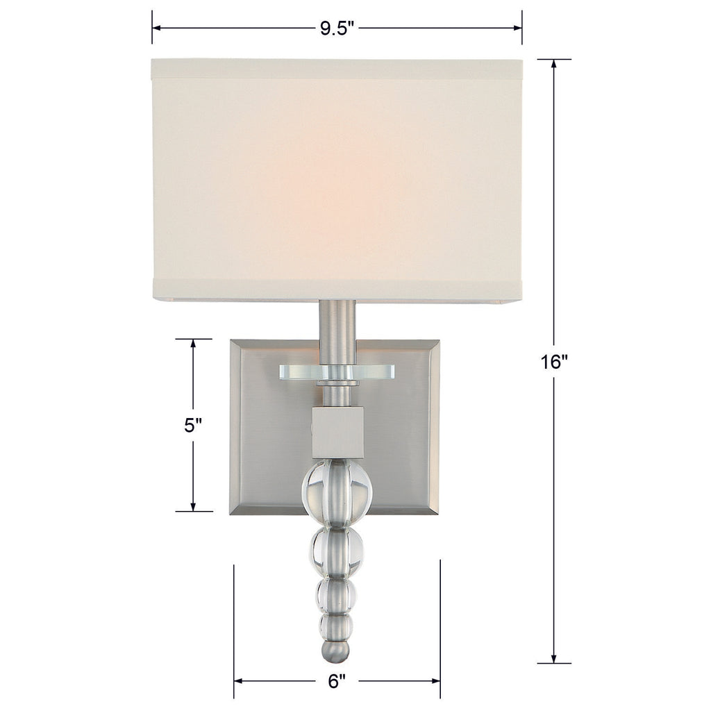 CLO-8892-BN Clover 1 Light Sconce | Dimensions Image