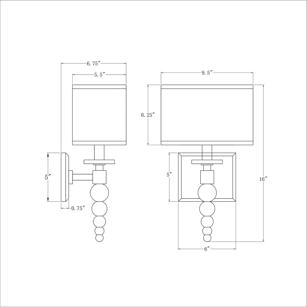 Crystorama Clover 9.5'' Sconce - Product Dimensions