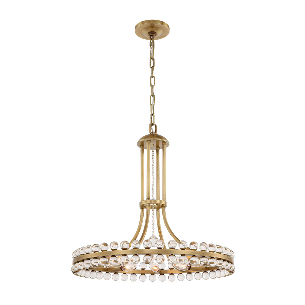 Crystorama Clover 22.5'' Chandelier in Aged Brass - Front View