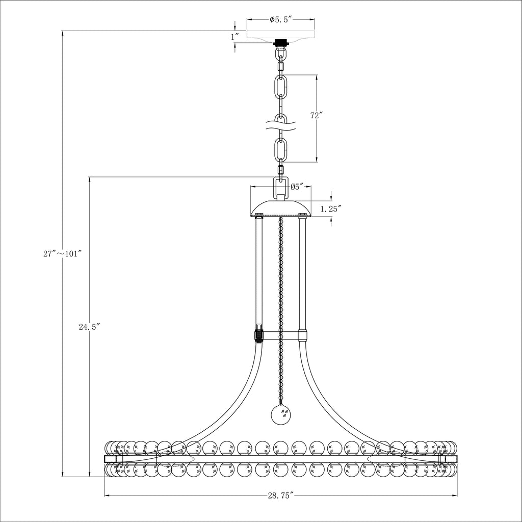 Crystorama Clover 28.75'' Chandelier - Product Dimensions