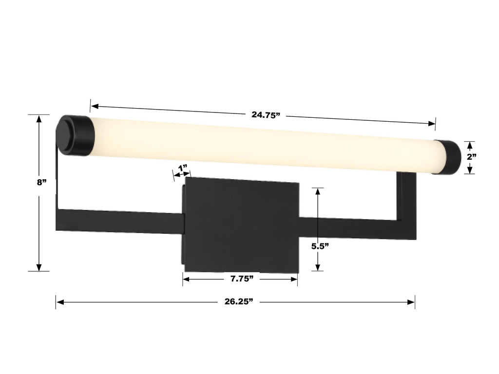 CLT-7201-MK Clinton Integrated LED Picture Light | Dimensions Image