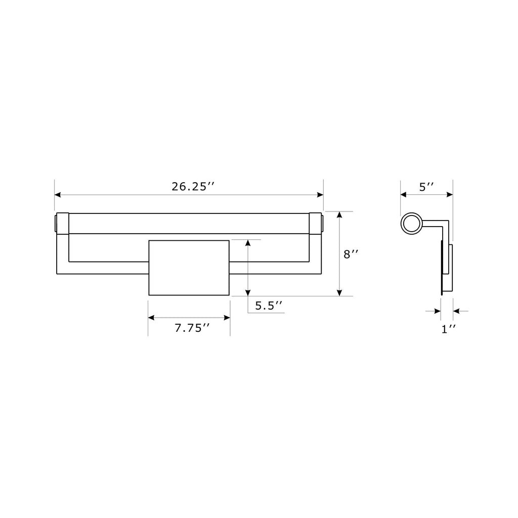 Crystorama Clinton 26.25'' Integrated LED Picture Light - Product Dimensions