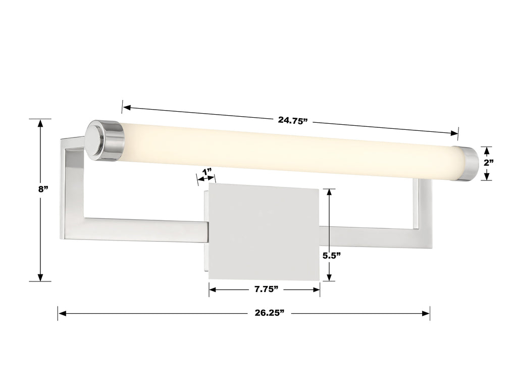 CLT-7201-PN Clinton Integrated LED Picture Light | Dimensions Image