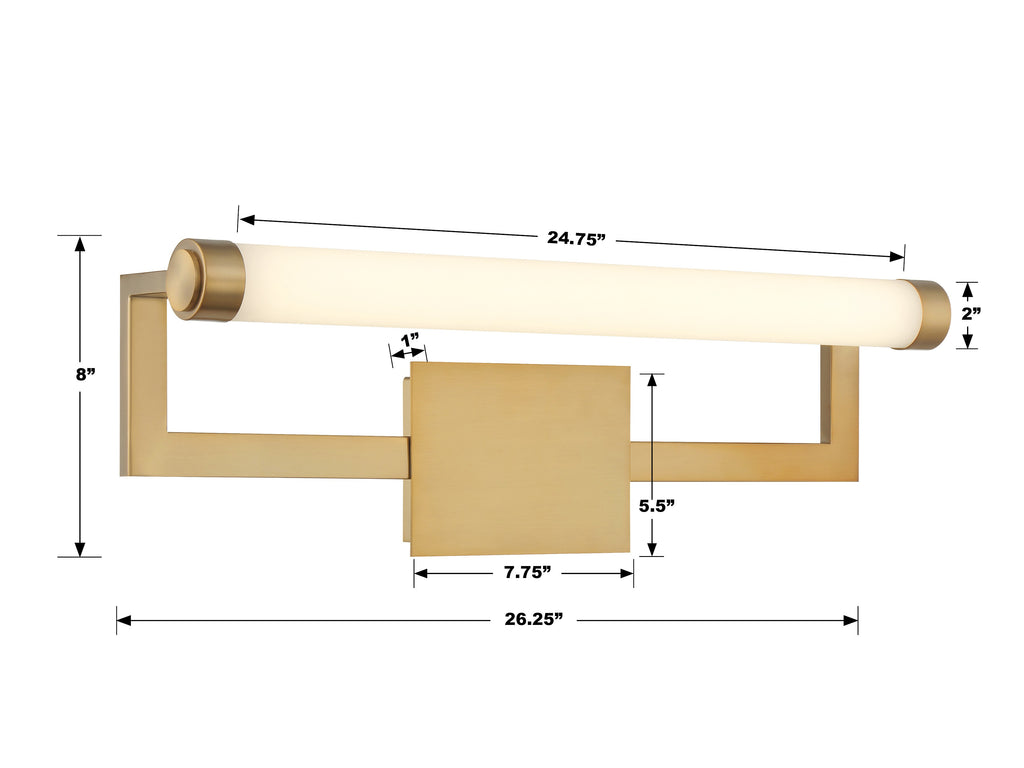 CLT-7201-VG Clinton Integrated LED Picture Light | Dimensions Image