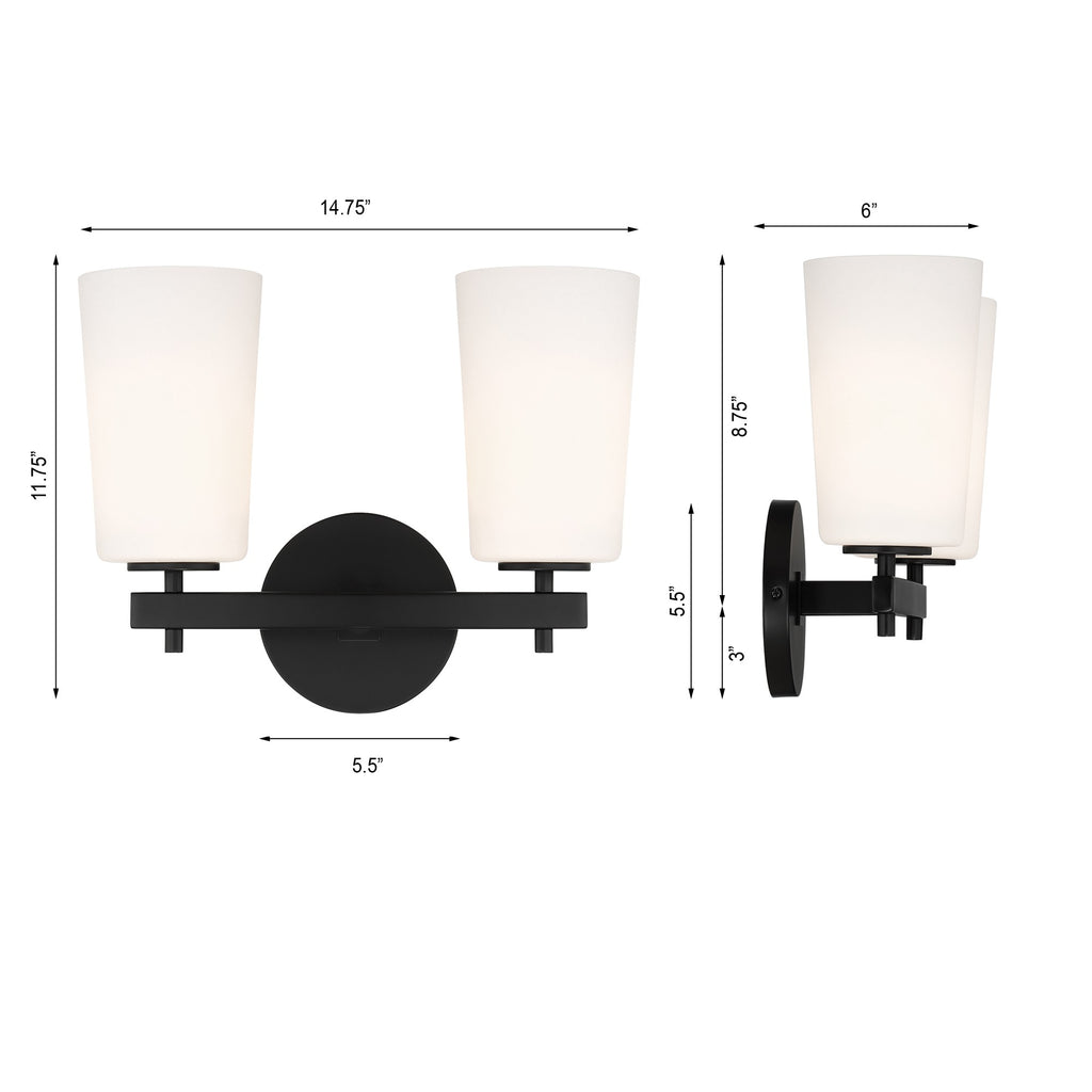Crystorama-OPEN-BOX Colton 2 Light Sconce - Product Dimensions