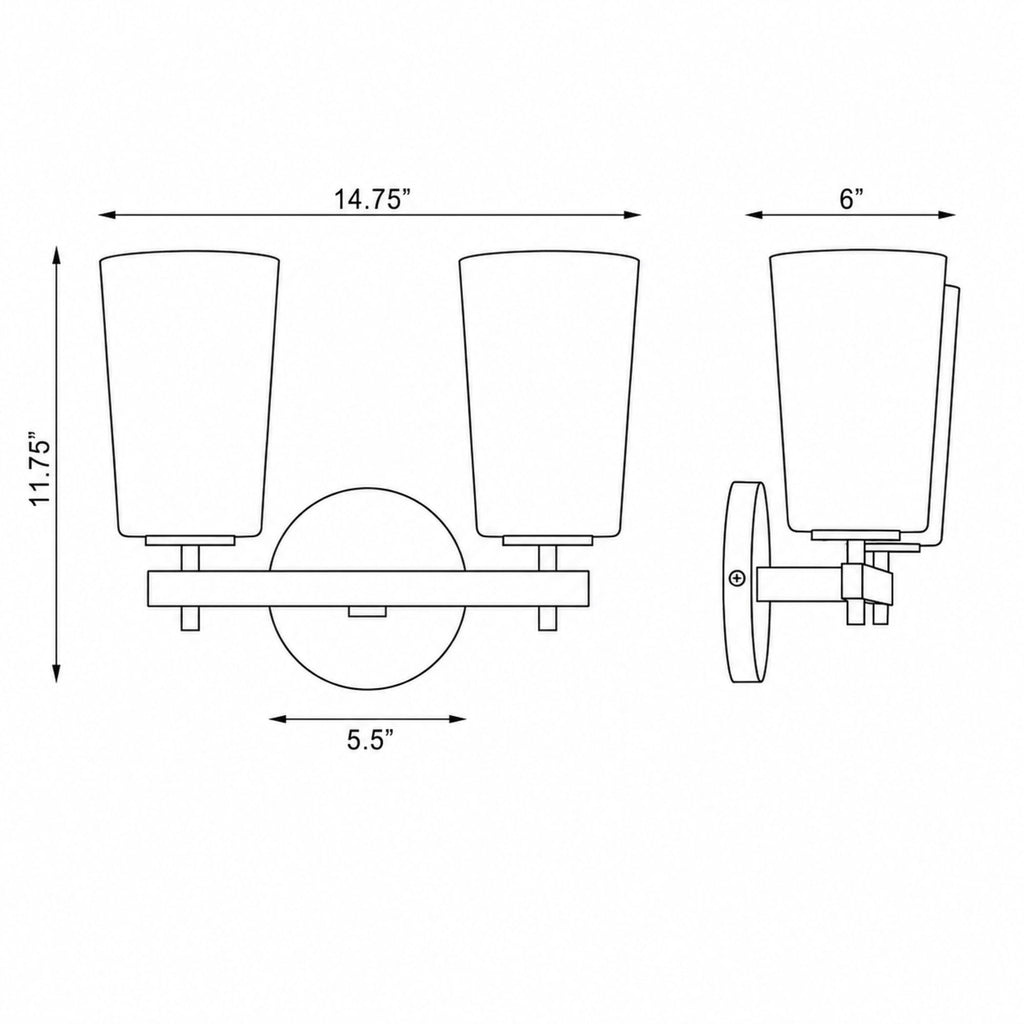 Crystorama-OPEN-BOX Colton 2 Light Sconce - Product Dimensions