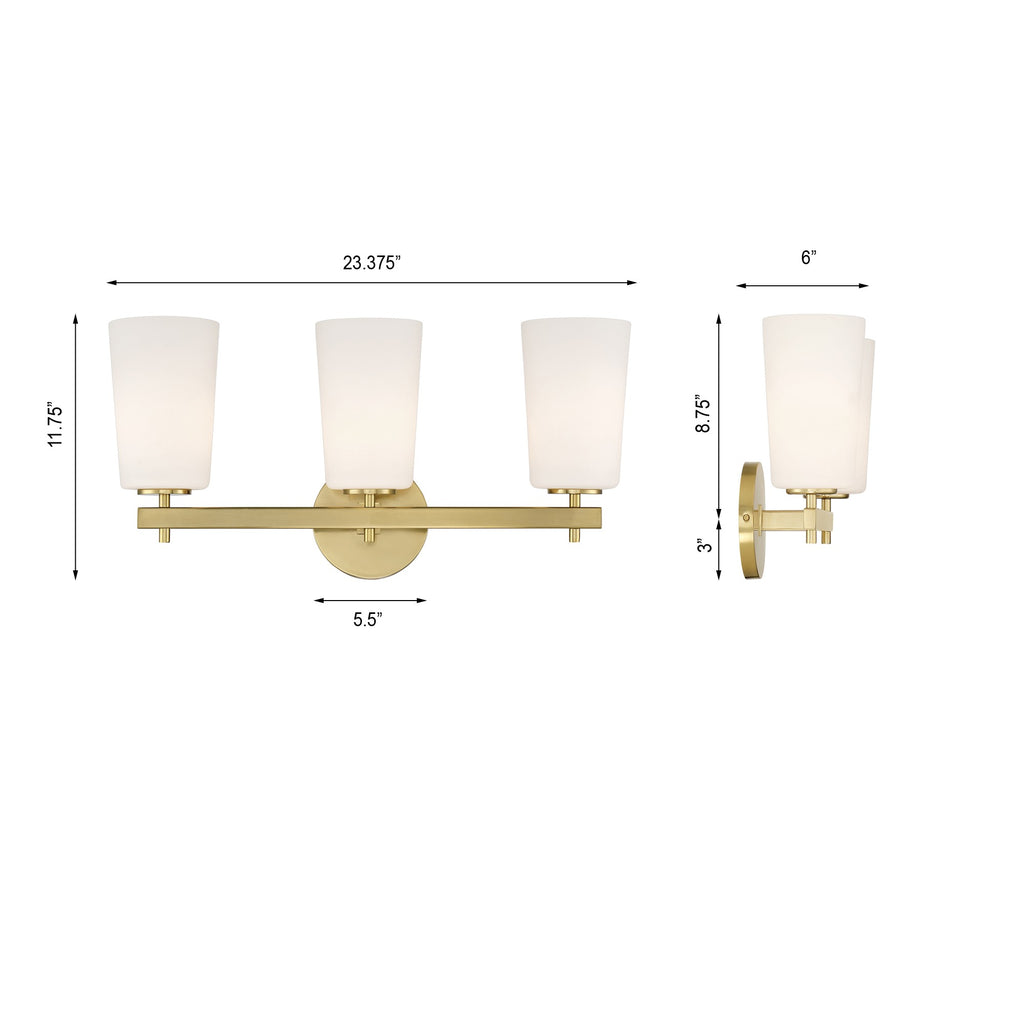 COL-103-AG Colton 3 Light Bath | Dimensions Image