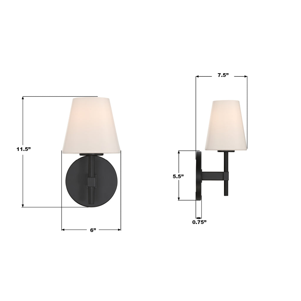 COL-201-BK Colton 6'' Sconce | Dimensions Image