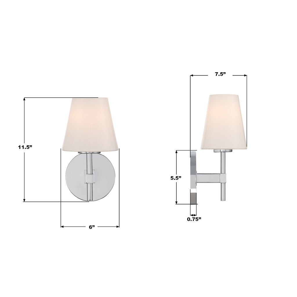 COL-201-CH Colton 6'' Sconce | Dimensions Image
