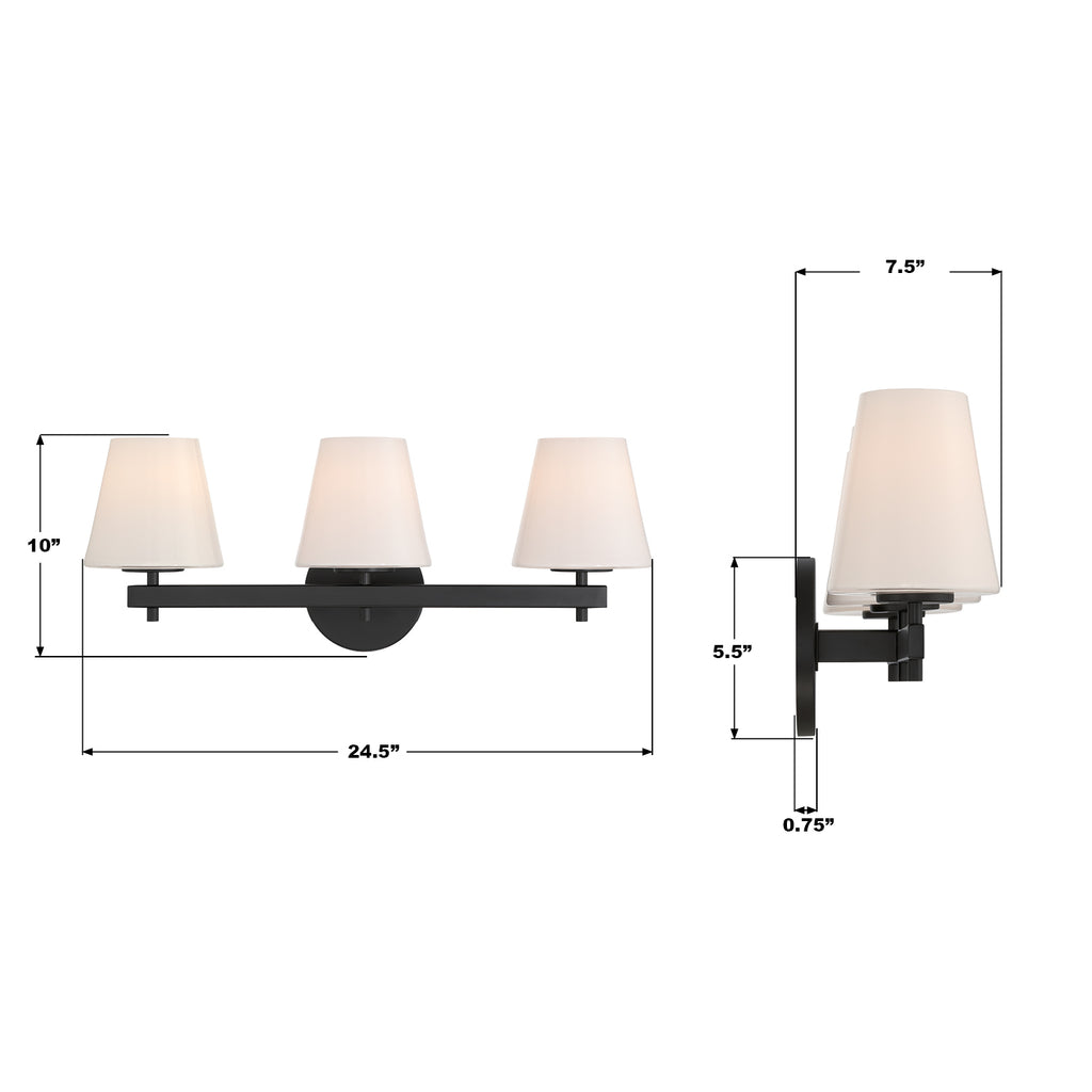 COL-203-BK Colton 24.5'' Bathroom Vanity | Dimensions Image