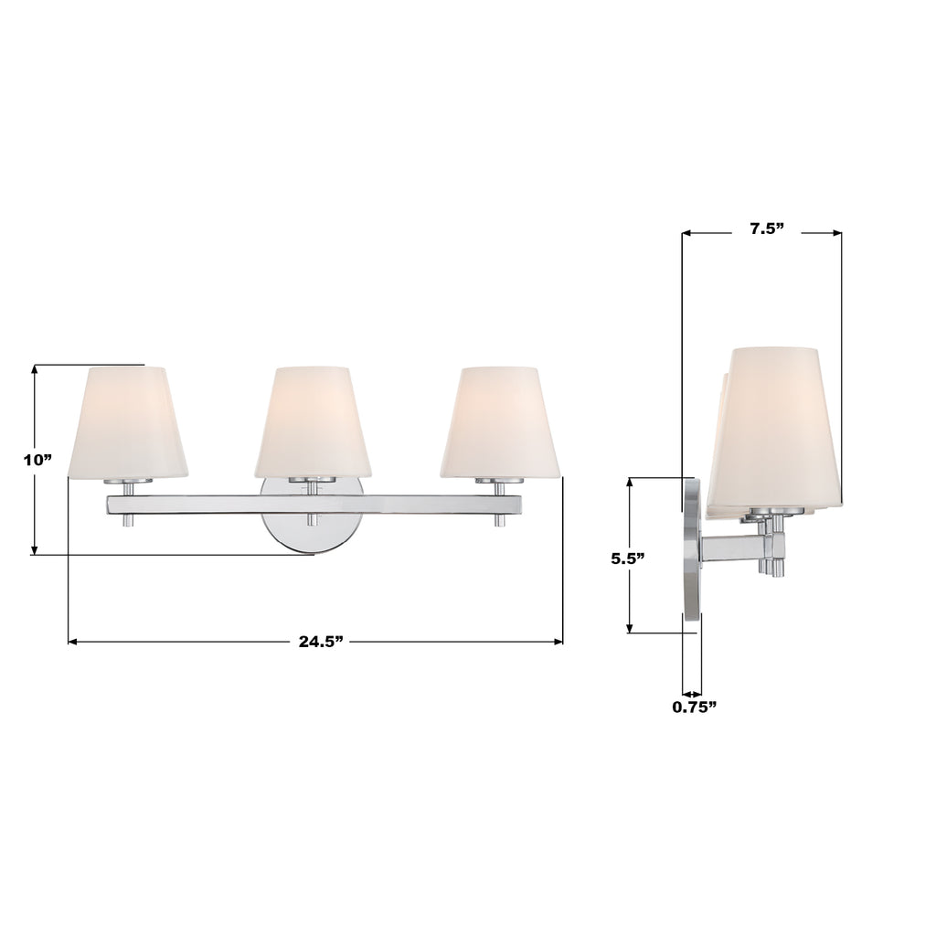 COL-203-CH Colton 24.5'' Bathroom Vanity | Dimensions Image