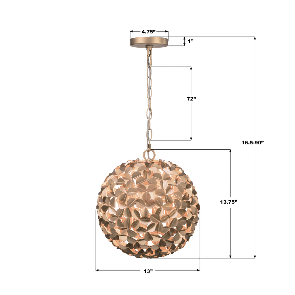 COR-7105-SG Cora 13'' Chandelier | Dimensions Image