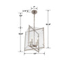 DAN-8796-BN Danbury 4 Light Lantern Pendant | Dimensions Image