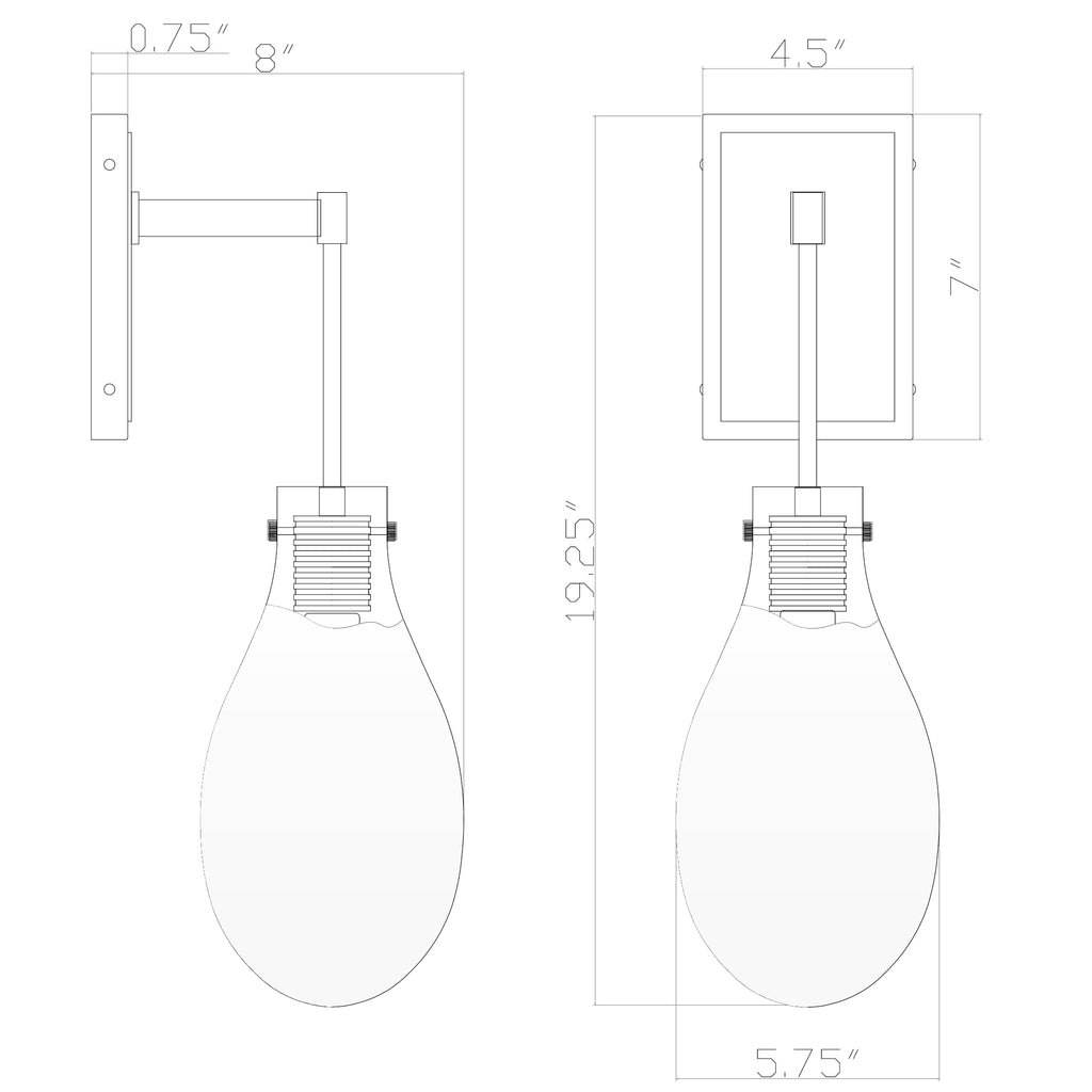 Crystorama Davis 5.75" LED Sconce - Product Dimensions