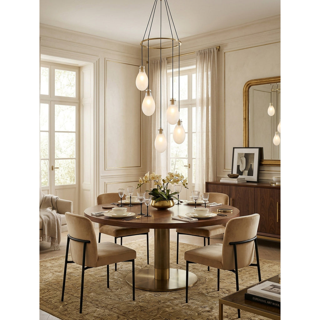 Crystorama Davis 23.25" LED Multi-Light Pendant in Modern Gold - Lifestyle View