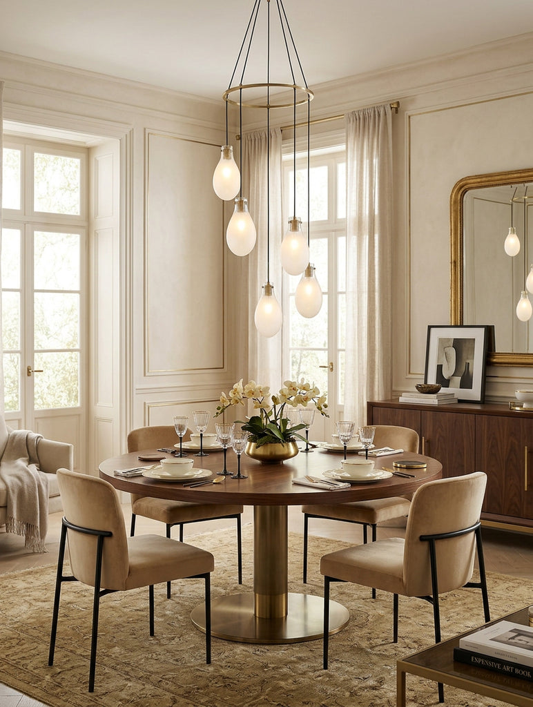 Crystorama Davis 23.25" LED Multi-Light Pendant in Modern Gold - Lifestyle View