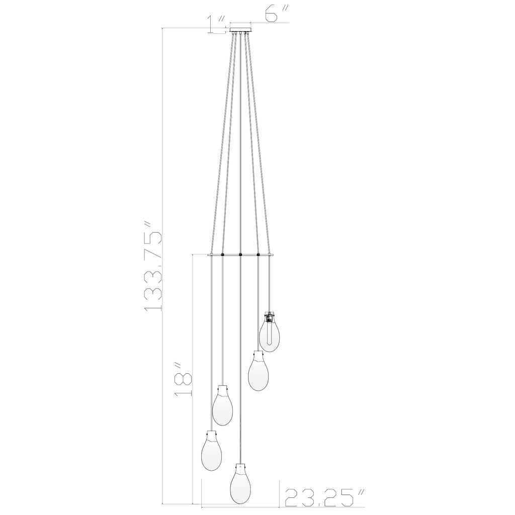 Crystorama Davis 23.25" LED Multi-Light Pendant - Product Dimensions