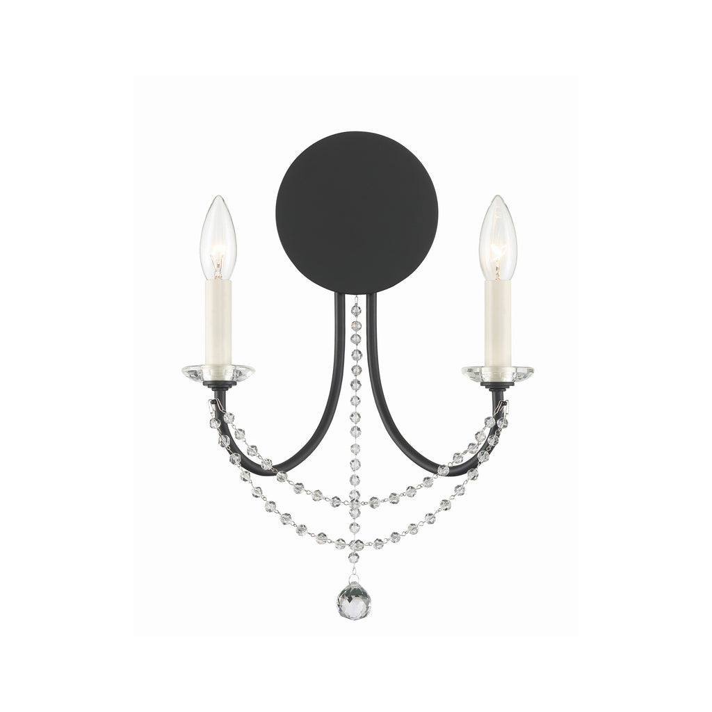 Crystorama-OPEN-BOX Delilah 2 Light Sconce in Matte Black - Front View