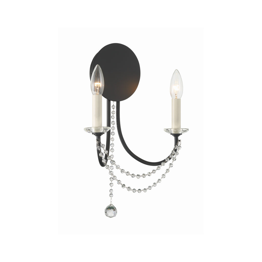 Crystorama-OPEN-BOX Delilah 2 Light Sconce in Matte Black - Additional View