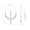 Crystorama-OPEN-BOX Delilah 2 Light Sconce - Product Dimensions