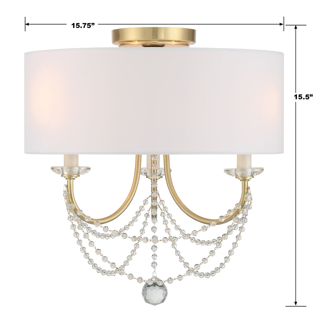 DEL-90803-AG_CEILING Delilah 3 Light Semi Flush Mount | Dimensions Image