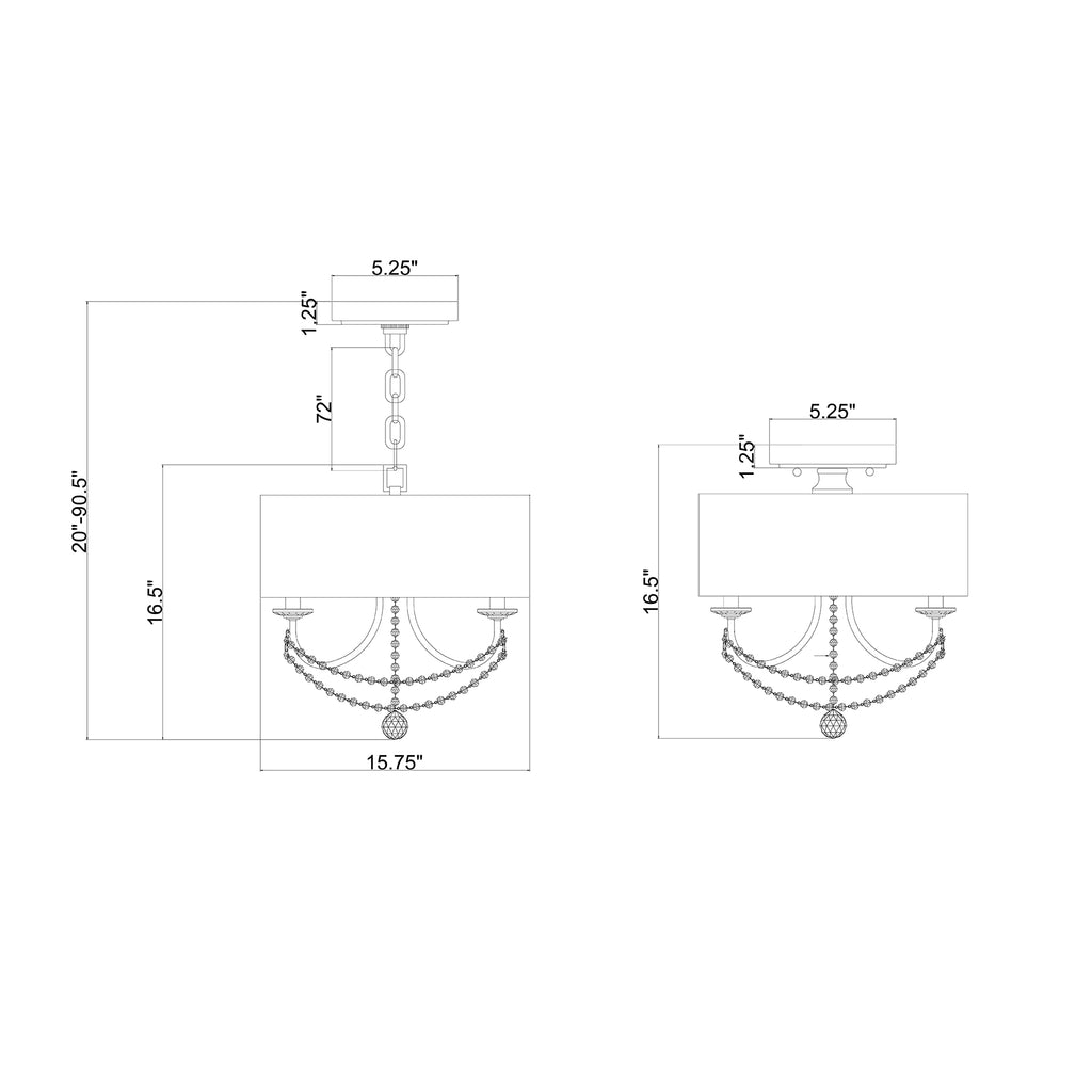 Crystorama Delilah 15.75'' Chandelier - Product Dimensions