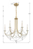 DEL-90806-AG Delilah 6 Light Chandelier | Dimensions Image