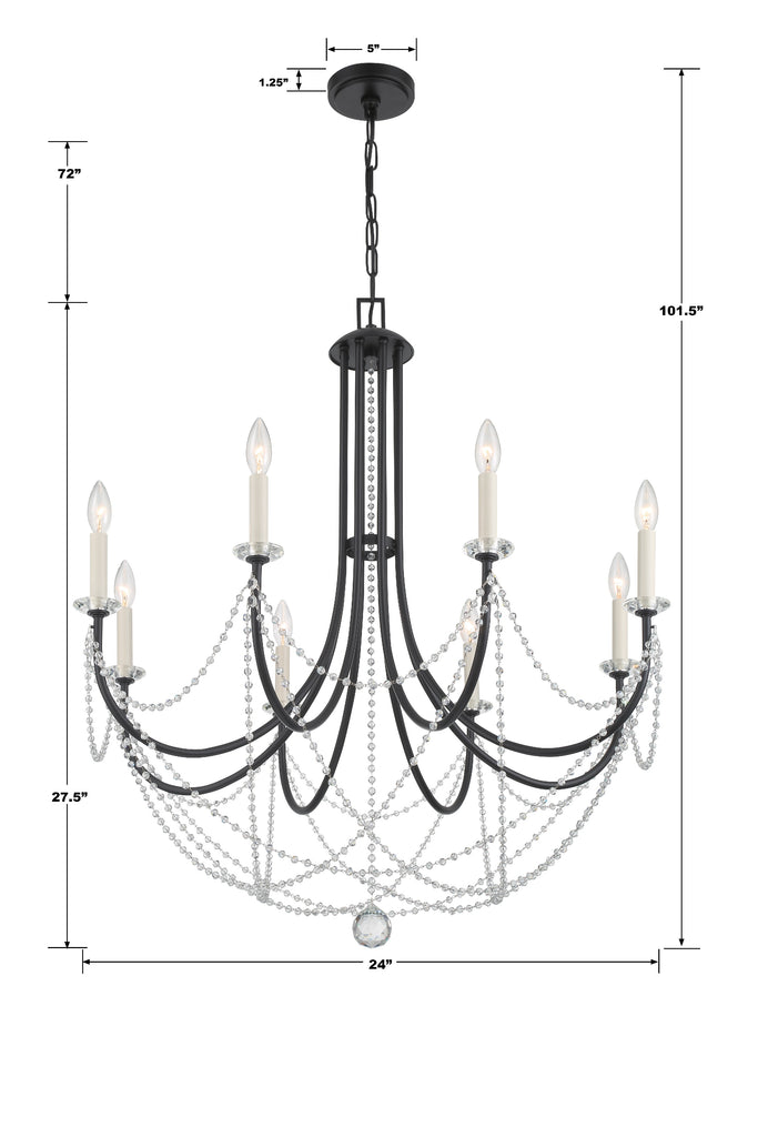 DEL-90806-MK Delilah 6 Light Chandelier | Dimensions Image