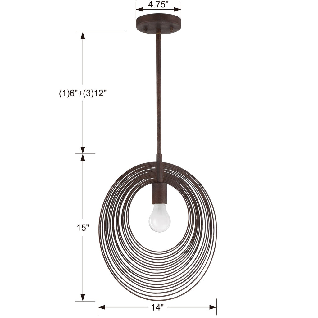 DOR-B7701-FB Doral 1 Light Mini Pendant | Dimensions Image