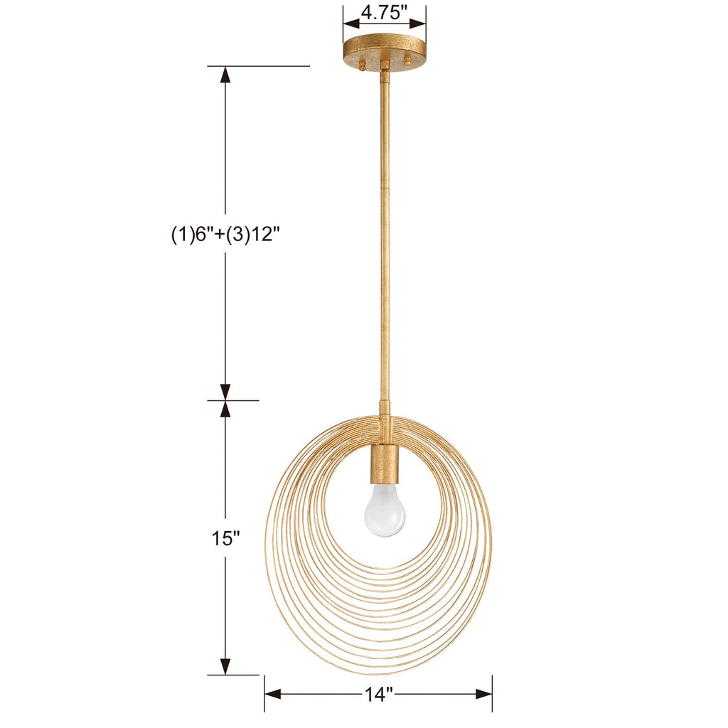 DOR-B7701-RG Doral 1 Light Mini Pendant | Dimensions Image