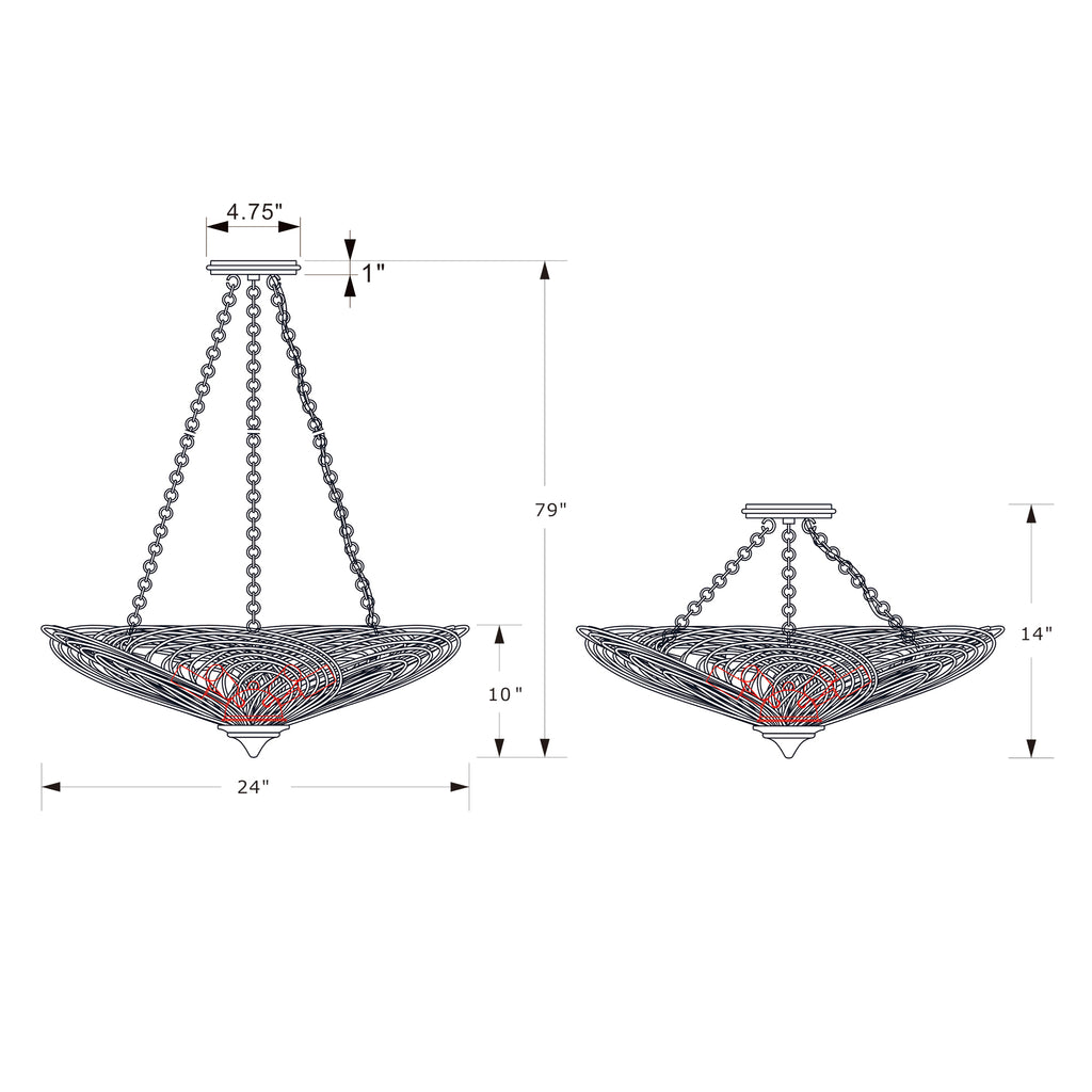 Crystorama Doral 24'' Chandelier - Product Dimensions