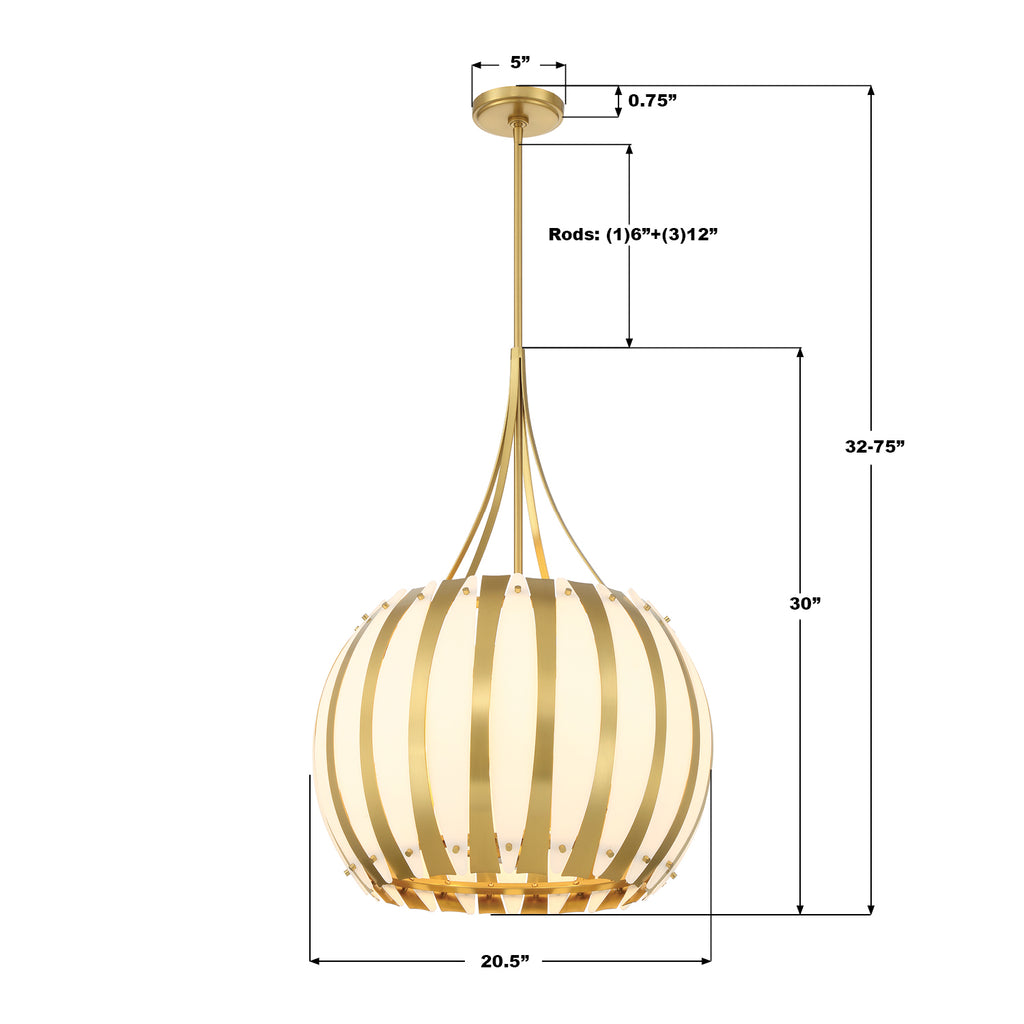 DRA-8003-LG Daria 20.5'' Chandelier | Dimensions Image