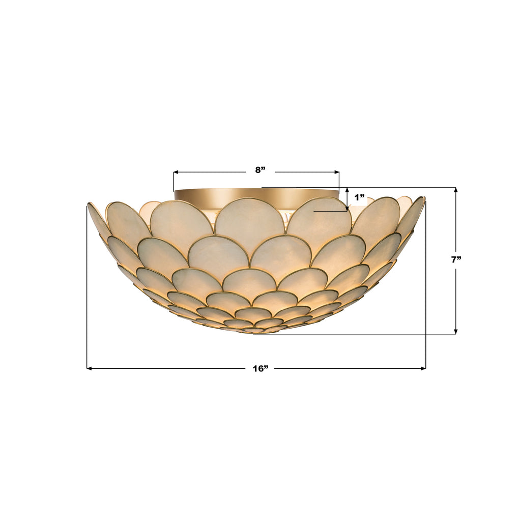 DRB-7000-SG Darby 16'' LED Semi Flush Mount | Dimensions Image