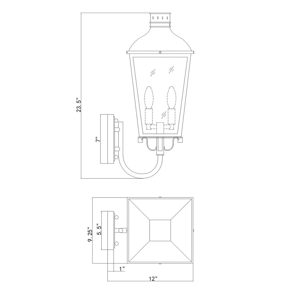 Crystorama Dumont 9.25'' Outdoor Sconce - Product Dimensions