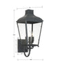 DUM-9802-GE Dumont 3 Light Outdoor Sconce | Dimensions Image