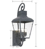 DUM-9803-GE Dumont 12'' Outdoor Sconce | Dimensions Image