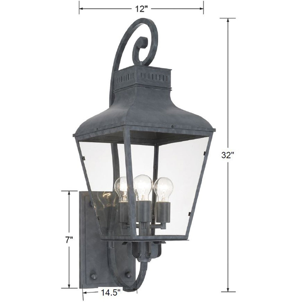 DUM-9803-GE Dumont 12'' Outdoor Sconce | Dimensions Image