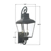DUM-9804-GE Dumont 14.5'' Outdoor Sconce | Dimensions Image