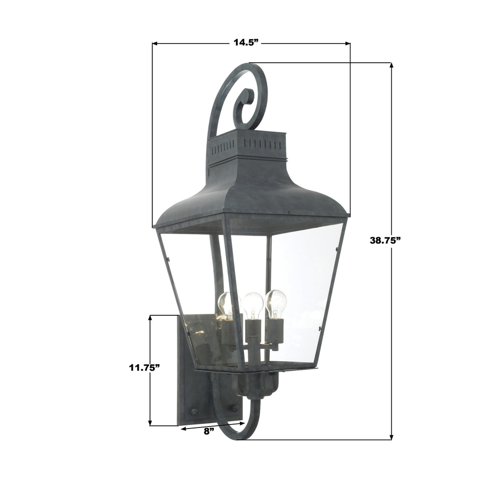 DUM-9804-GE Dumont 14.5'' Outdoor Sconce | Dimensions Image