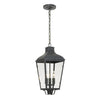 Crystorama-OPEN-BOX Dumont 3 Light Outdoor Pendant in Graphite - Front View