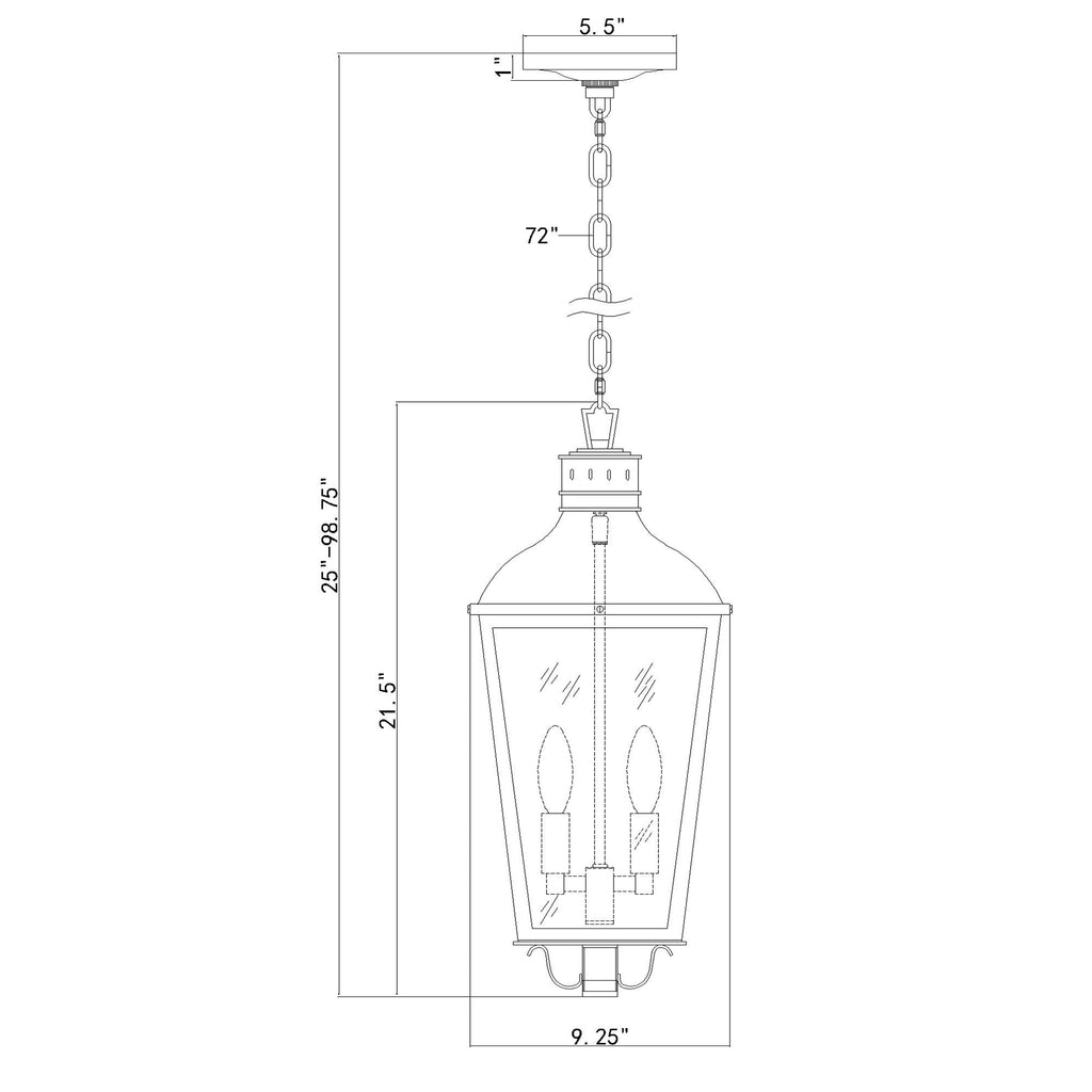 Crystorama Dumont 9.25'' Outdoor Pendant - Product Dimensions