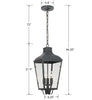 Crystorama-OPEN-BOX Dumont 3 Light Outdoor Pendant - Product Dimensions